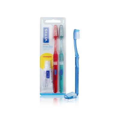 VITIS PACK DUPLO CEPILLO MEDIO X2 PASTA 15ML