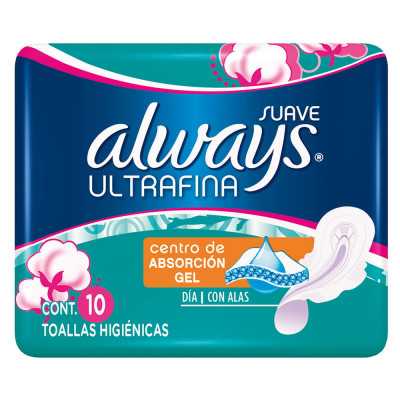 Always Ultrafina Suave con alas x 10 unidades