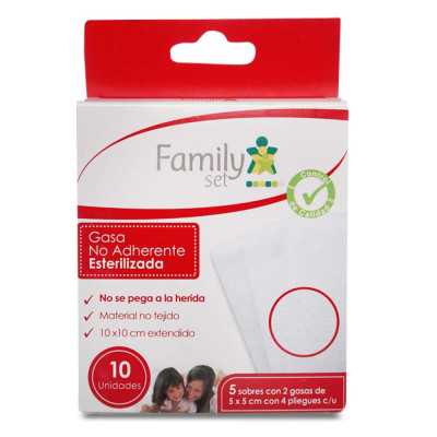GASA ESTERIL NO TEJIDA 5x5CM 4PLY X2 x10 FAMILY S