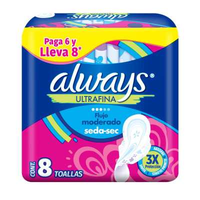 ALWAYS ULTRAFINA FLUJO MODERADO CON ALAS X8