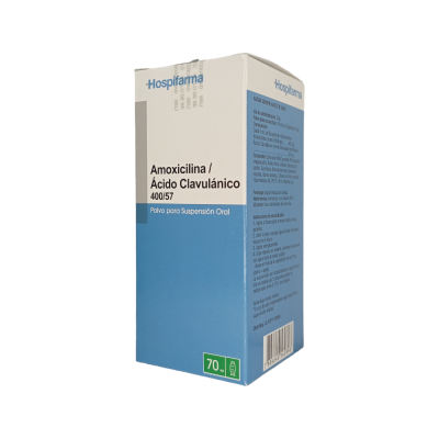 Amoxicilina Acido Clavulanico 400/57mg Suspensión oral 70ml (Hospifarma)