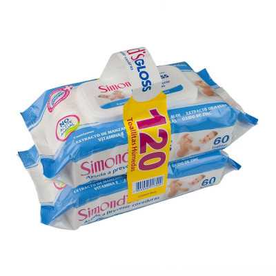 SIMONDS GLOSS TOALLITAS HUMEDAS PACK 60 X 2