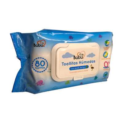 BUBU TOALLITAS HUMEDAS CON ACEITE EMU C/TAPA X80