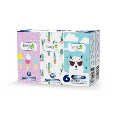 PAÑUELO DESECHABLE TRIPLE HOJA PACK 6 X 10 FAMILY