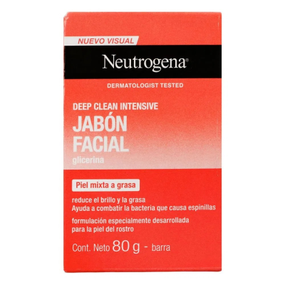 Neutrogena Deep Clean Intensive jabón facial en barra para piel mixta a grasa 80 g. (vencie 31.03.25)