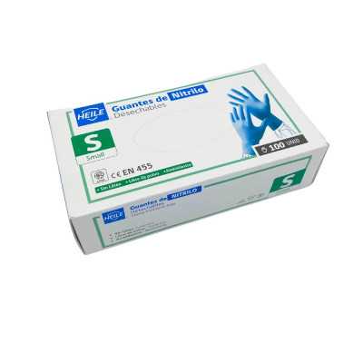 GUANTE NITRILO SIN POLVO AZUL T S X100 HEILE 