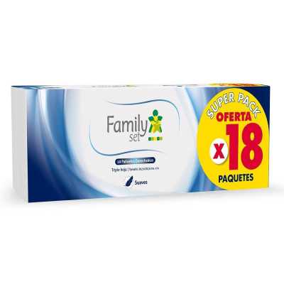 PAÑUELO DESECHABLE TRIPLE HOJA PACK x 18 FAMILY