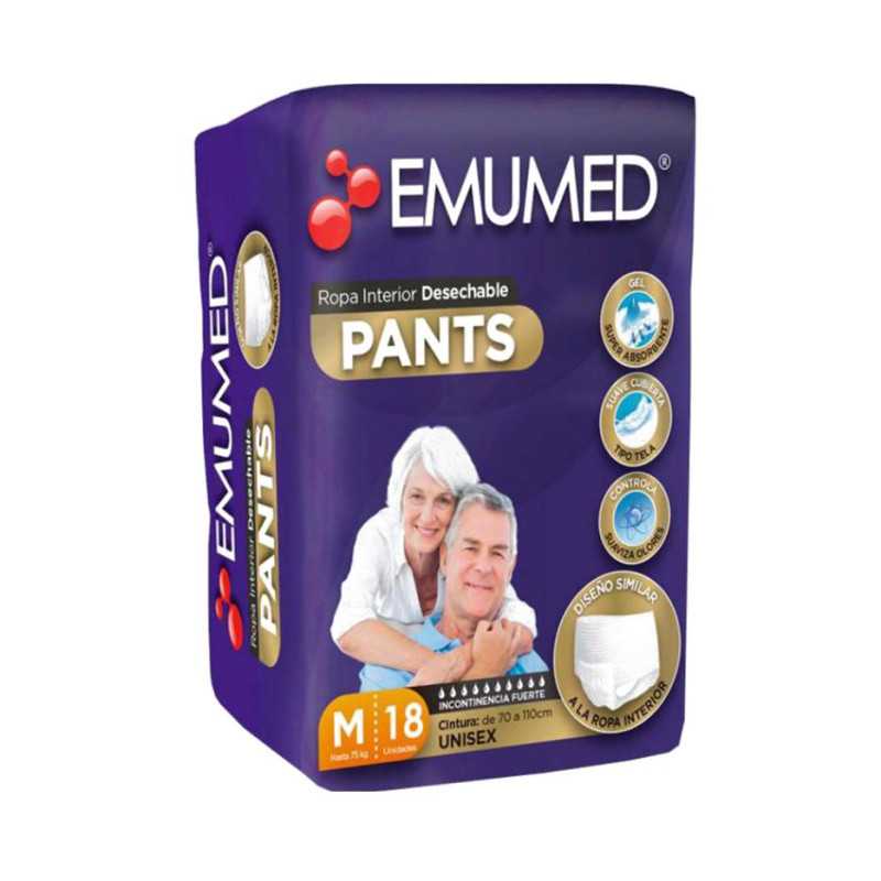 EMUMED PANTS PAÑAL ADULTO PREMIUM TALLA M X18