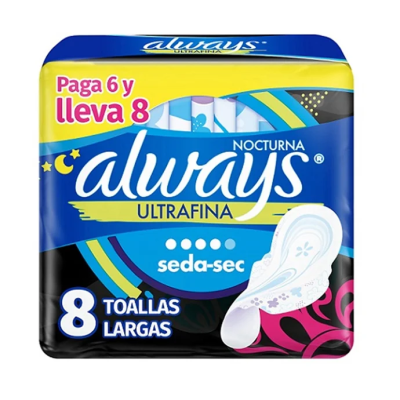 Always Ultrafina Malla Nocturna con alas x 8 unidades.