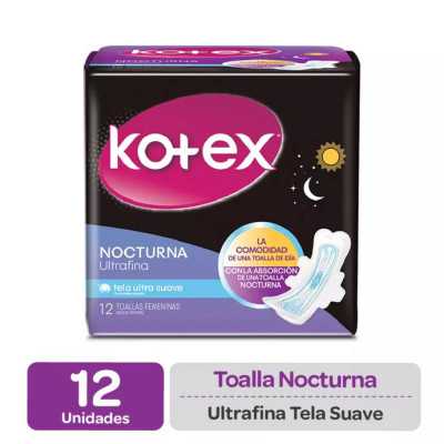KOTEX TOALLA NOCTURNA ULTRAFINA SUAVE C/ALAS X 12