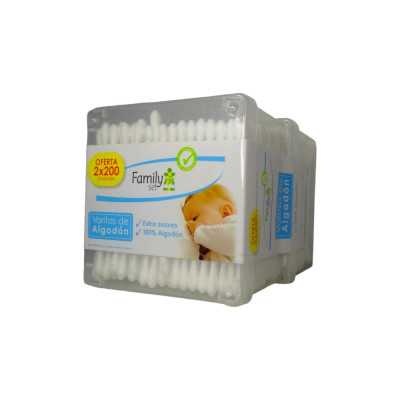 COTONITOS DE ALGODON 200u PACK x 2 FAMILY SET 