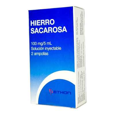HIERRO SACAROSA INYECTABLE 100mg/5ml x2amp ETHON 