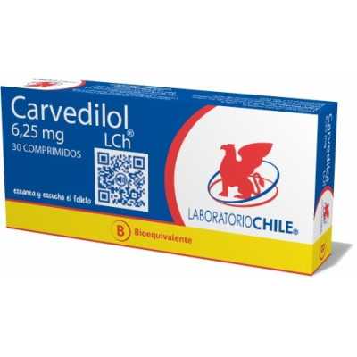 CARVEDILOL B 6 25mg X30COM CHILE CENABAST 