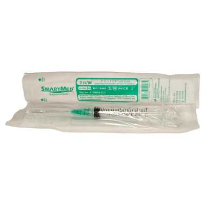 JERINGA 3ml LUER LOCK AGUJA 21Gx1½ SMARTMED 