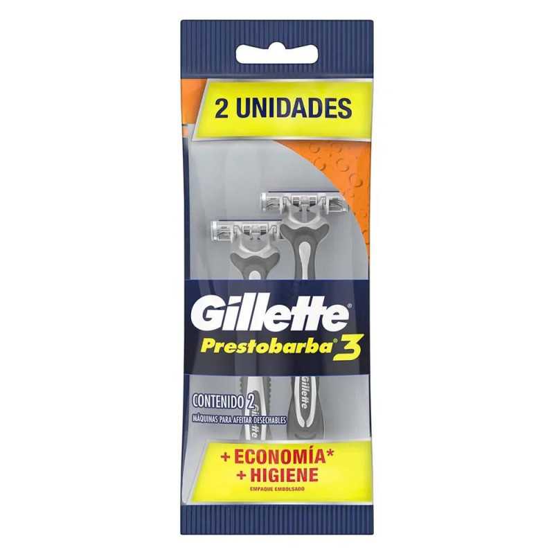 GILLETTE PRESTOBARBA 3 AFEITADORA X 2 UNIDADES
