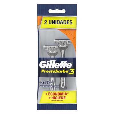 GILLETTE PRESTOBARBA 3 AFEITADORA X 2 UNIDADES