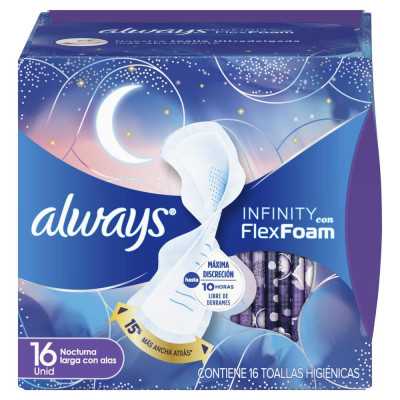 ALWAYS INFINITY FLEX FOAM NOCHE CON ALAS X16