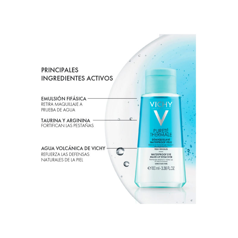 Vichy Purete Thermale desmaquillante bifásico de ojos 100 ml. Tratamiento limpiador facial