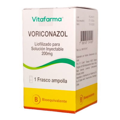Voriconazol Liofilizado para solución inyectable 200 mg x 1 Frasco ampolla. (Vitafarma)