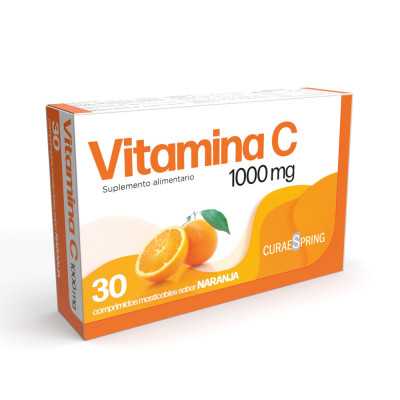 Vitamina C 1000 mg sabor naranja x 30 comprimidos masticables. (CuraeSpring)