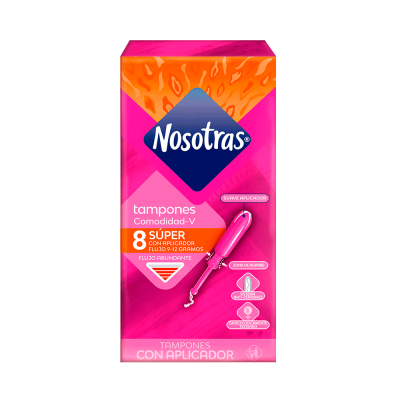 Nosotras tampones con aplicador tamaño super x 8 unidades.