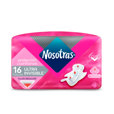 Nosotras toalla higiénia ultra delgada tela malla x 16 unidades.