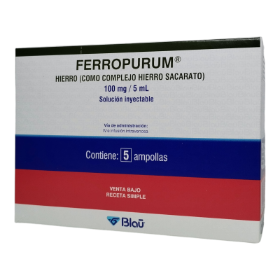 Ferropurum solución Inyectable 100mg/5ml x 5 ampollas