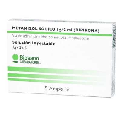 METAMIZOL SODICO 1GR/2ML X 5 AMPOLLAS BIOSANO 