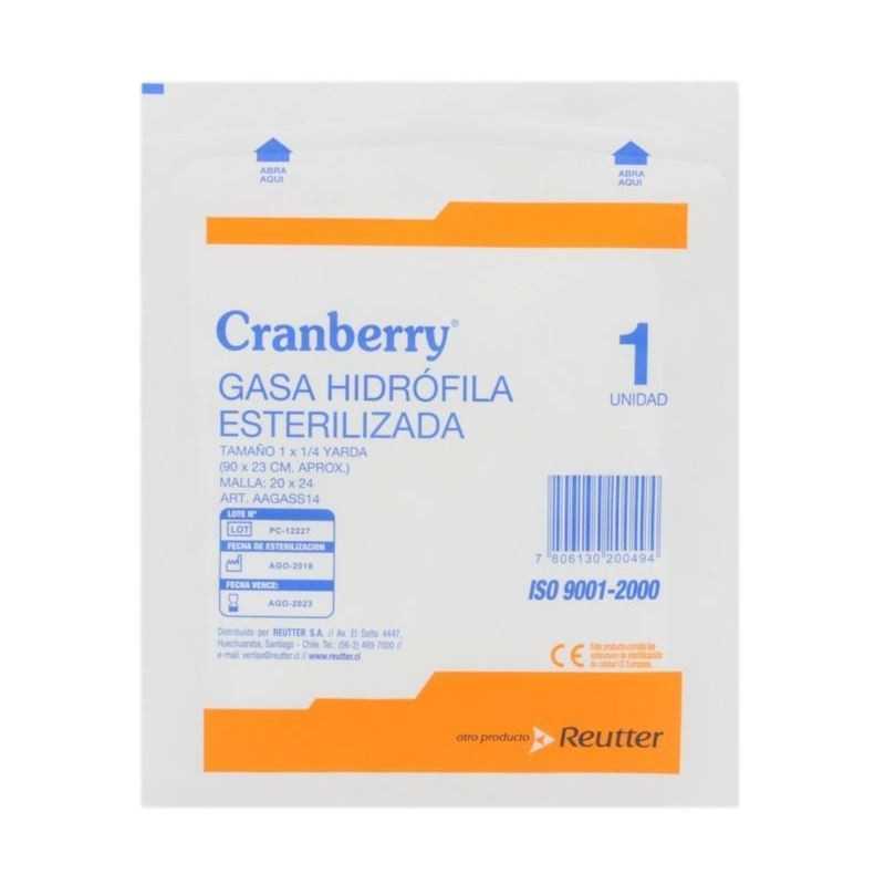 GASA HIDROF ESTERIL 1X1/4YDA 90X23CM CRANBERRY