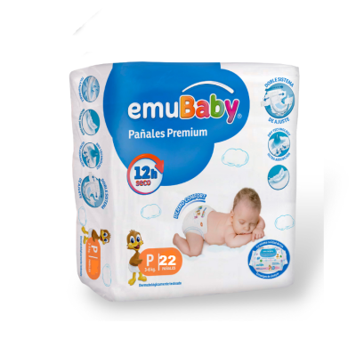 Emubaby Pañal Premium talla P x 22 unidades.