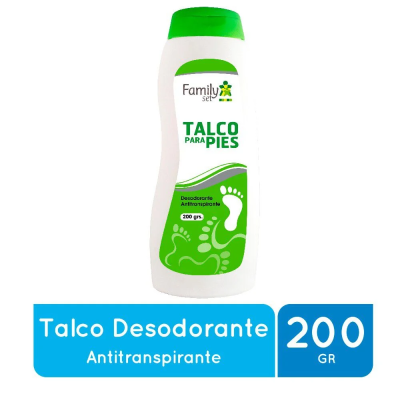 Talco desodorante antitranspirante para pies x 200 gramos.