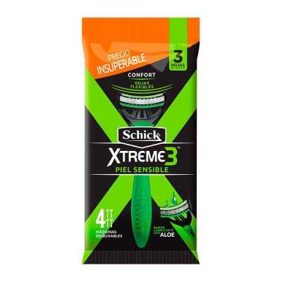SCHICK XTREME 3 SENSIBLE PACK X 4 UNIDADES