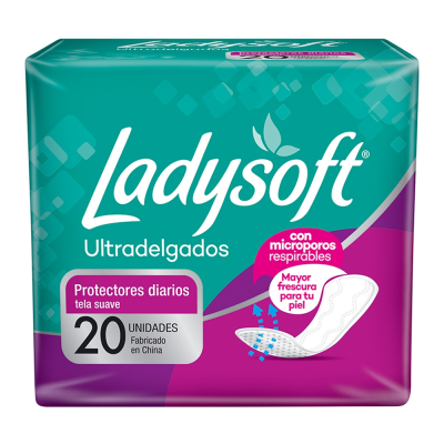 Ladysoft Protectores diarios suave ultradelgados x 20 unidades.