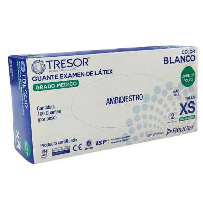 GUANTE LATEX LIBRE DE POLVO T XS X100 TRESOR 