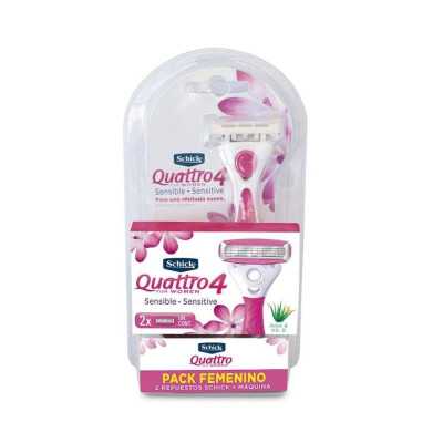 SCHICK QUATTRO 4 -MAQUINA DE AFEITAR 2 REPUESTOS