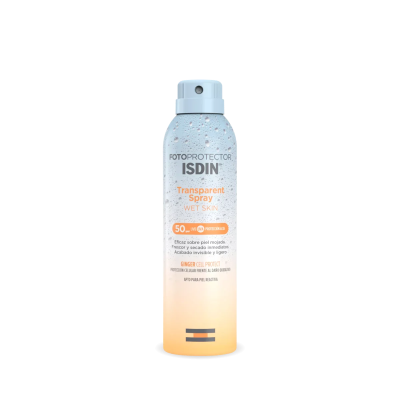 Isdin Fotoprotector Wet Skin spray transparente SPF50+ 250 ml.