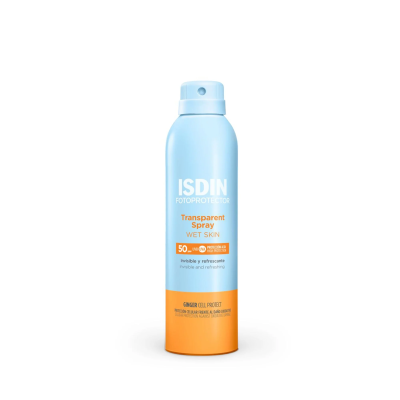 Isdin Fotoprotector Wet Skin spray transparente SPF50+ 250 ml.
