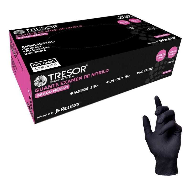 GUANTE NITRILO NEGRO T M X100 TRESOR 