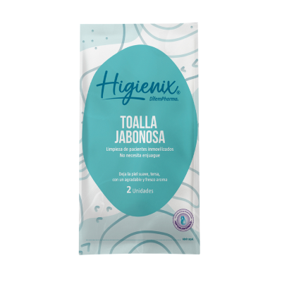 Higienix toalla jabonosa para limpieza de pacientes - Caja 24 sobres