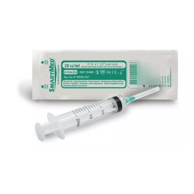 Jeringa 20 ml luer lock aguja 21G x 1½" (Smartmed)