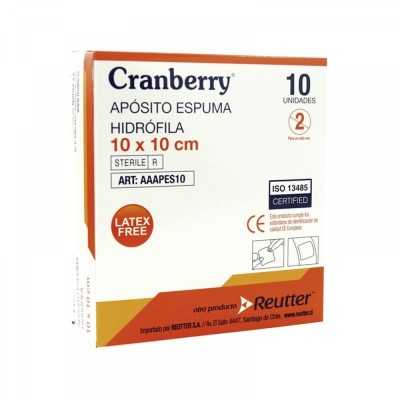 APOSITO ESPUMA HIDROFILA PLATA 10X10CM CRANBERRY