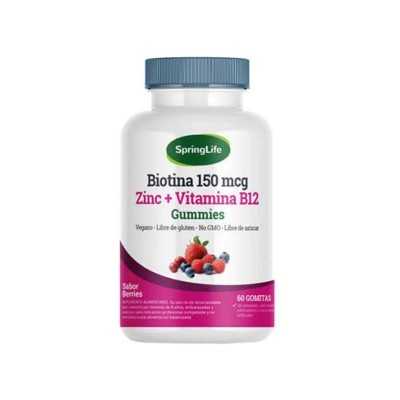BIOTINA 150mcg ZINC B12 x 60 gomitas SPRINGLIF