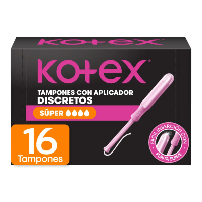 Kotex tampones con aplicador discretos Super x 16 unidades.