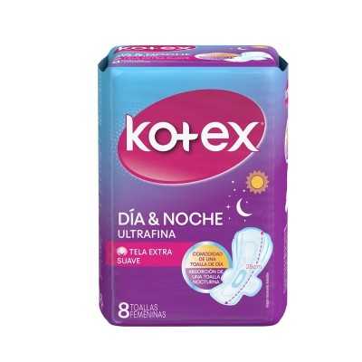 Kotex Toalla Higienica Ultrafina suave dia y noche x8