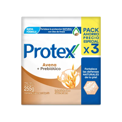 Protex Avena jabón en barra pack 85 g x 3 unidades.