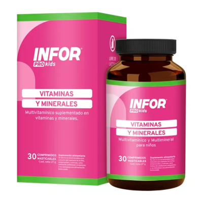 Infor Pro Kids Vitaminas y Minerales x 30 comprimidos masticables.