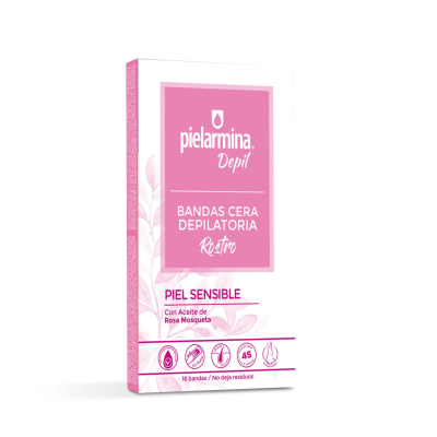 Pielarmina Depil banda de cera depilatoria facial piel sensible x 16 unidades.