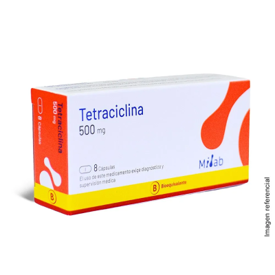 Tetraciclina 500 mg x 8 cápsulas. (Mintlab)