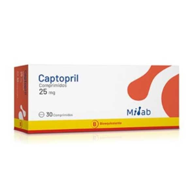 Captopril 25 mg x 30 comprimidos. (Mintlab)