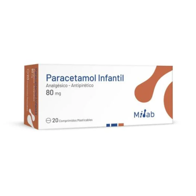 Paracetamol Infantil 80 mg x 20 comprimidos masticables. (Mintlab)
